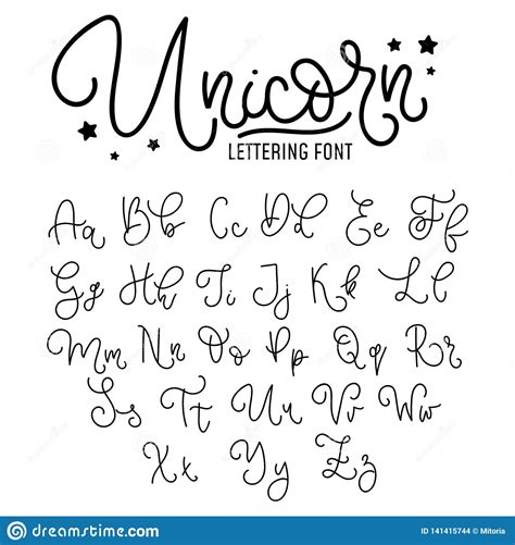 Illustration About Unicorn Hand Drawn Font Design Cute Alphabet With