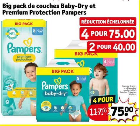 Promo Big Pack De Couches Baby Dry Et Premium Protection Pampers Chez