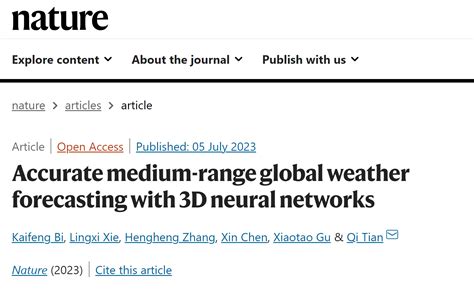 华为云盘古气象大模型研究成果在《nature》正刊发表 中华网