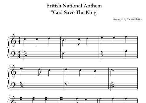 God Save The King Sheet Music Tannaz Rafiee Easy Piano