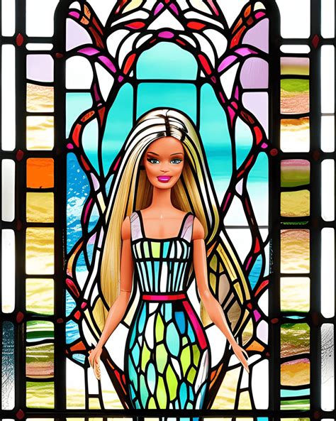 Barbie At The Beach Stained Glass Window · Creative Fabrica