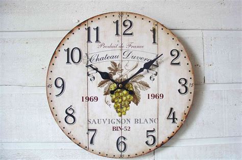 Horloge murale thème vin Sauvignon blanc Diamètre 33cm