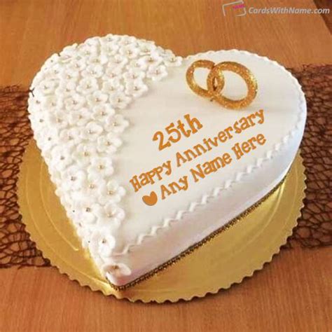 Elegant 25th Anniversary Cake With Name Edit 25 Anniversary Cake