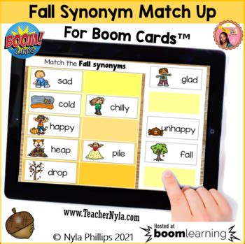 Fall Synonyms Match Up Activity For Boom Cards By Nyla S Crafty Teaching