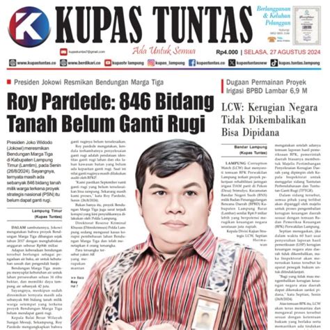 Kupas Tuntas Surat Kabar Harian Kupas Tuntas Edisi Selasa 27 Agustus