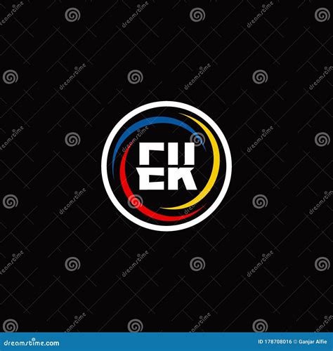 EK Monogram Logo Isolated On Circle Shape With 3 Slash Colors Rounded