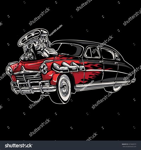 Vector Cartoon Retro Hot Rod Vetor Stock Livre De Direitos Shutterstock