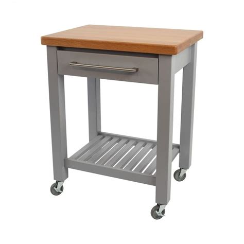 Butchers Trolley Studio Trolley Grey Hevea Oak Top Assembled The