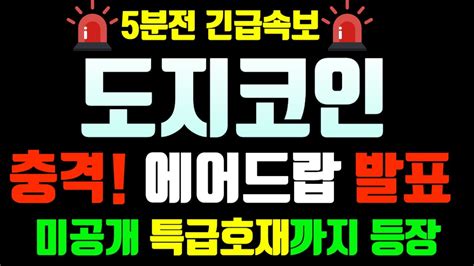 도지코인 5분전 긴급속보 충격발표 공개 ~ 영상 확인하세요~ 도지 도지코인 Doge Youtube