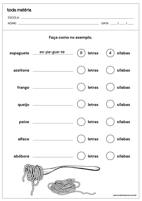 Divisão Silábica Exercícios Com Gabarito 6 Ano