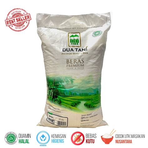 Beras Premium Super Platinum Dua Tani 25kg HALAL Pasti Pulen Shopee