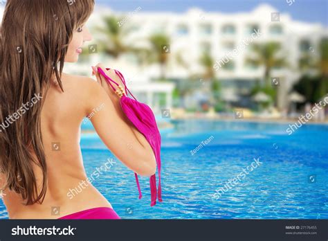 Beautiful Sexy Woman Sitting Bikini Next Stock Photo Shutterstock