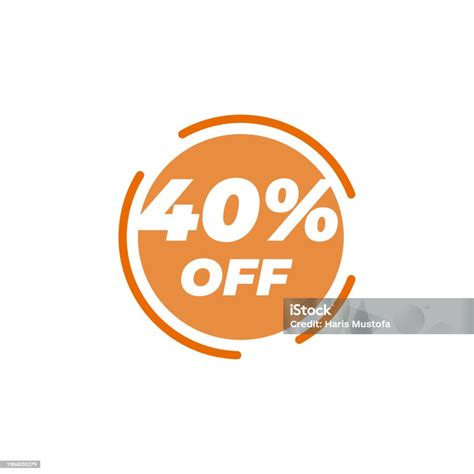 40 Percent Off Sale Label Design Template Vector Stock Illustration