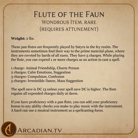 Flute Of The Faun New Dnd Magic Item Arcadian Media