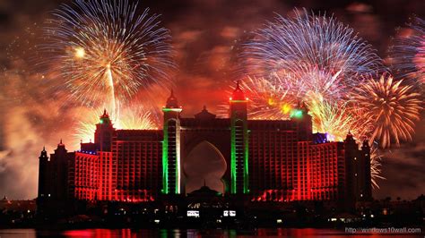 Dubai Night Fireworks Wallpaper - windows 10 Wallpapers