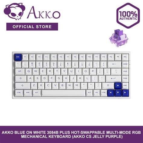 Akko Blue On White 3084B Plus Hot Swappable Multi Mode RGB Mechanical