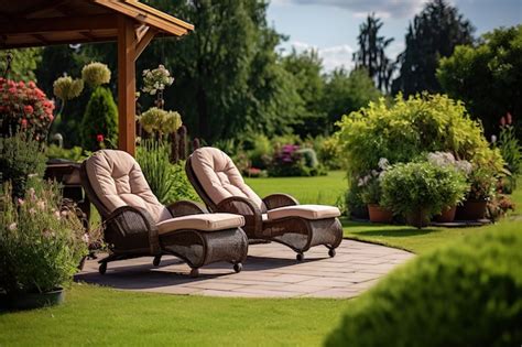 Premium Ai Image Relaxing Area In A Garden