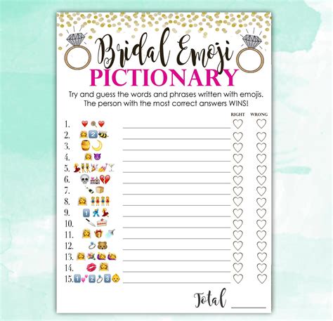 Emoji Bridal Shower Game Free Printable