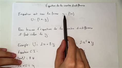 Trouver léquation d une courbe dindifférence à partir dune fonction