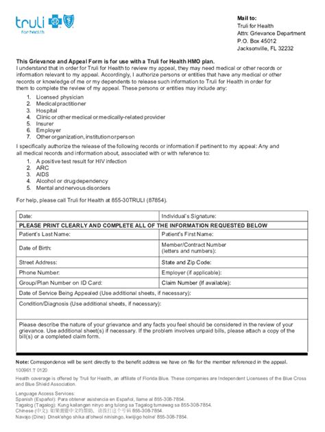 Fillable Online This Grievance And Appeal Form Is For Use With A Truli