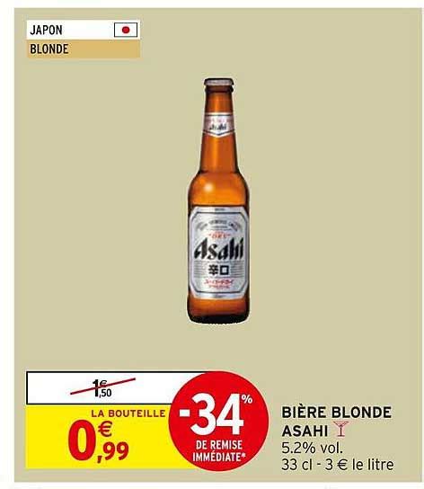 Promo Bière Blonde Asahi chez Intermarché Contact iCatalogue fr