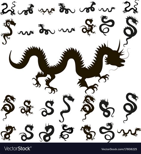 Chinese Dragon Silhouette Vector