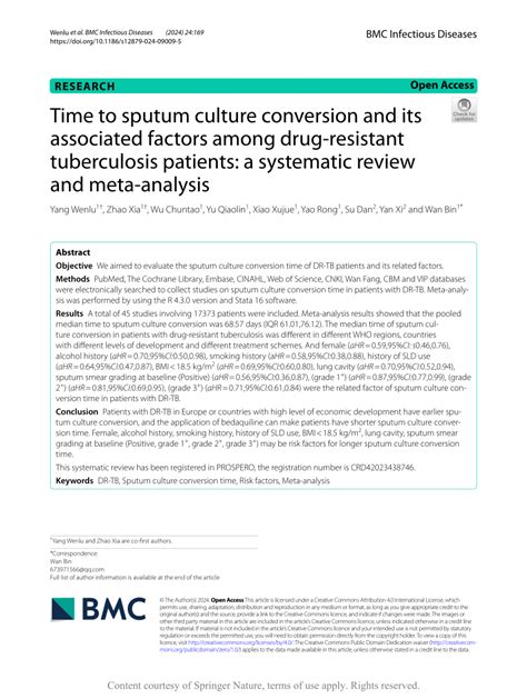 PDF Time To Sputum Culture Conversion And Its Associated Factors