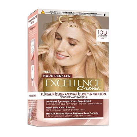 Loreal Paris Excellence Nude Renkler Creme Set Boya Nude Açık Sarı No 10U Platin