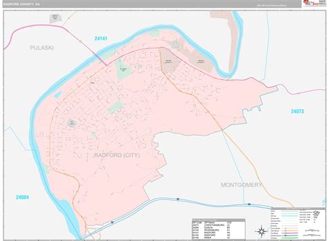 Radford County, VA Wall Map Premium Style by MarketMAPS - MapSales