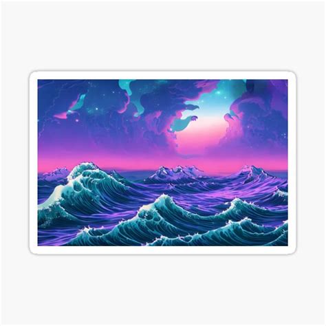 Realistic Aesthetic Great Wave Off Kanagawa Retro Sunset Sticker For