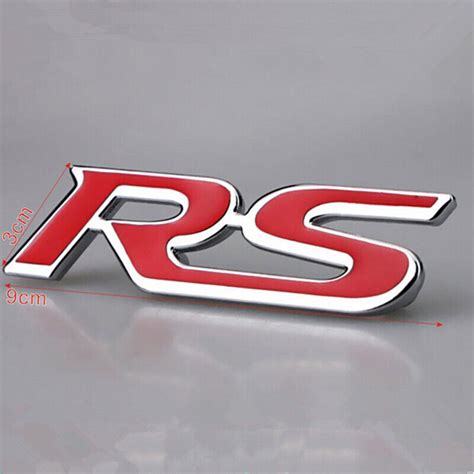 Red Rs D Metal Alloy Rs Logo Racing Front Hood Grill Badge Emblem