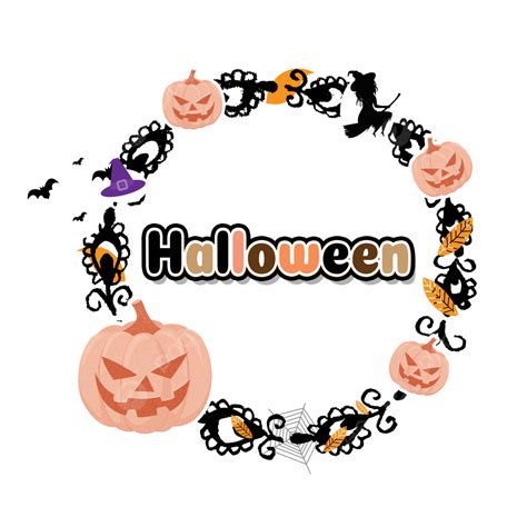 Vector De Corona De Halloween Con Bruja Pimpkin Y Hojas Png Feliz