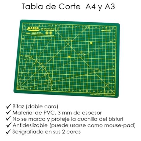 Tabla De Corte Bifaz Pvc A3 45x30 Cm Insumos Abraham