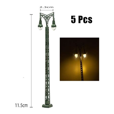 5pcs HO Scale 1 87 Model Railway LED Street Light Lattice Mast Light