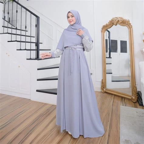 Jual Gamis Crinkle Premium Mix Brukat Malika Gamis Hitam Polos Wanita