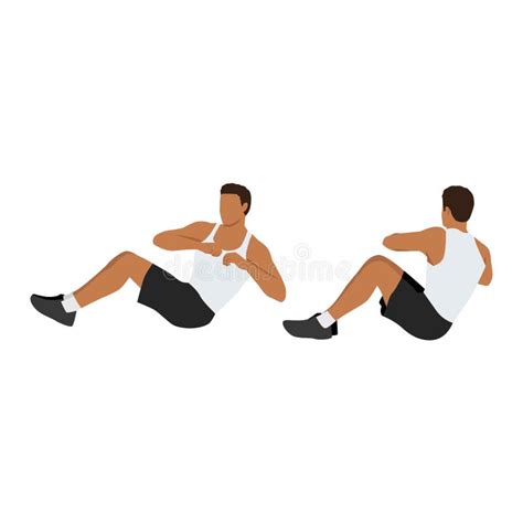 Man Doing Russian Twists Exercise Flat Vector Stock Vector