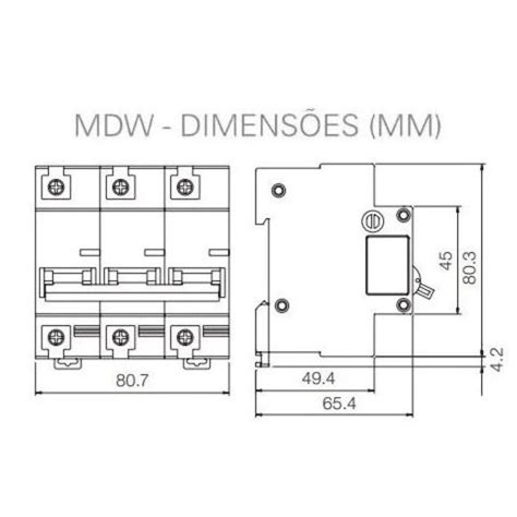 Disjuntor Weg Tripolar 10A Curva C MDW C10 3 10076409