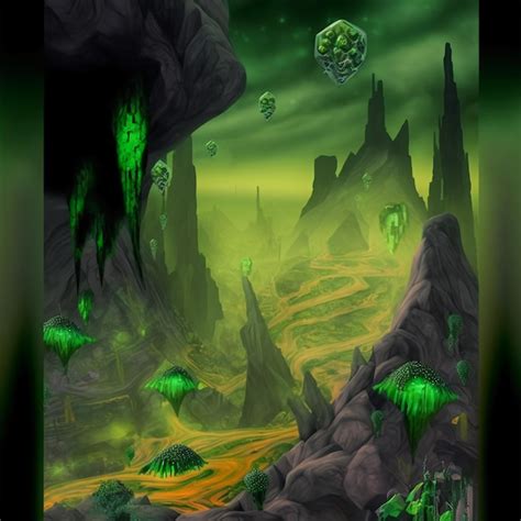 Premium AI Image | green alien planet landscape psychedelic concept art