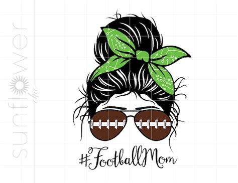 Football Mom Svg Football Messy Bun Svg Cut Files Football Etsy