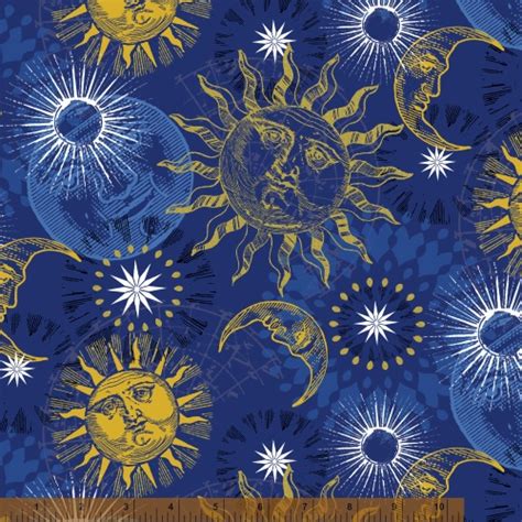 Sun Moon Star Celestial Fabric