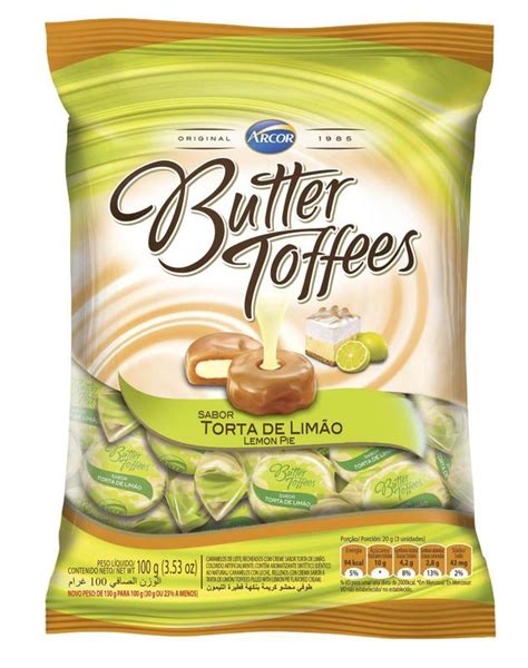 Bala butter toffees torta de limão 100g arcor Balas Magazine Luiza