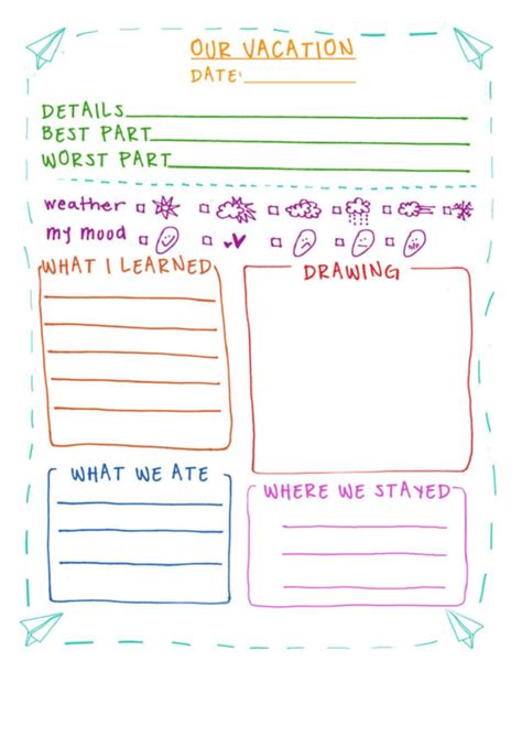 Vacation Journal Entry Template printable pdf download