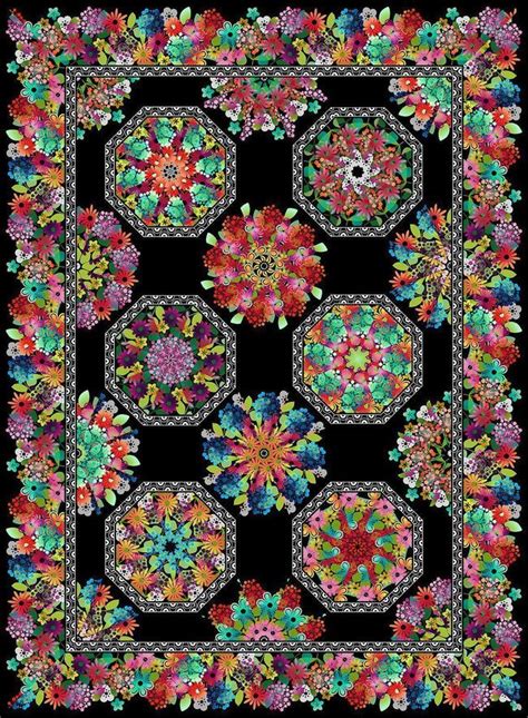 A Groovy Garden Rainbow Kaleidoscope Floral Quilt Kit By Jason Yenter