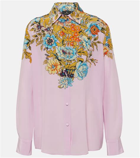 Floral Silk Shirt In Pink Etro Mytheresa