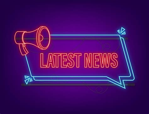 Premium Vector Megaphone Label With Latest News Neon Icon Megaphone