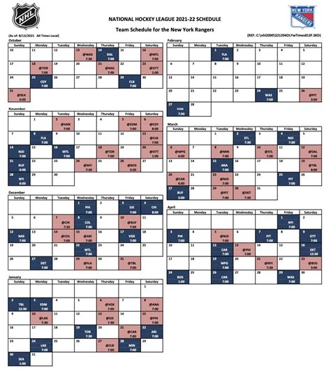 Ny Rangers Schedule Printable