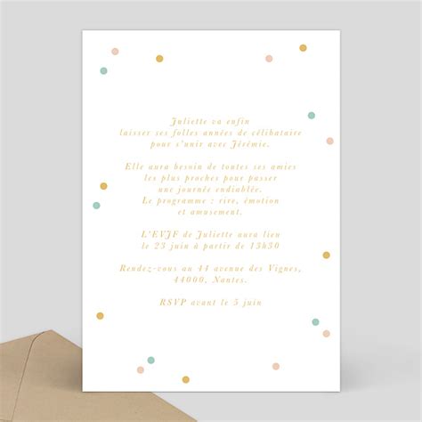 Invitation EVJF Confettis Popcarte