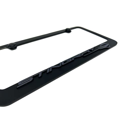 C8 Corvette License Plate Frame Black Stingray Logo Free Shipping