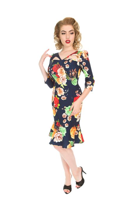 Retro Pin Up šaty S Rukávem Barevné Růže Dedoles