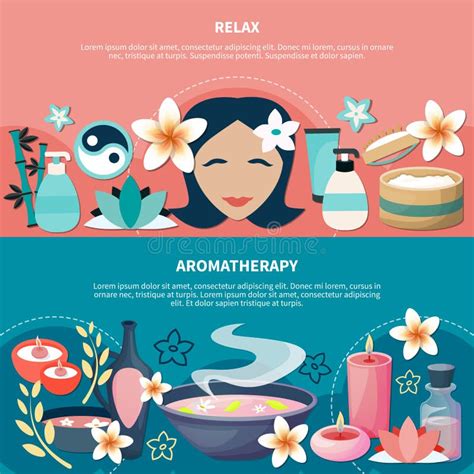 Spa Aromatherapy Relaxation Flat Banners Stock Vector - Illustration of beauty, asian: 211474162